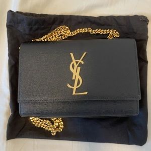 Saint Laurent YSL Kate Leather Crossbody Bag Black Size Small